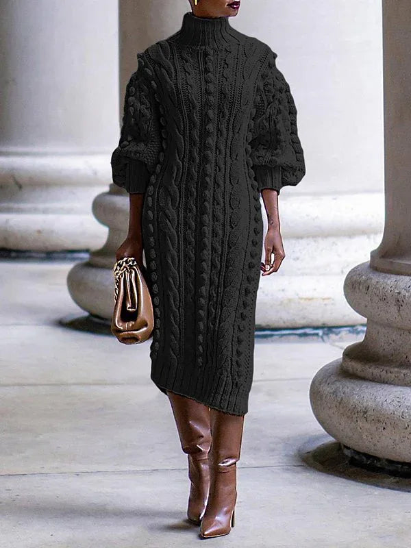 Women's Turtleneck Knit Midi Dress
