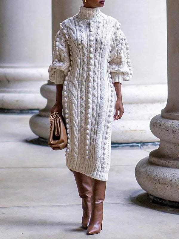 Women's Turtleneck Knit Midi Dress