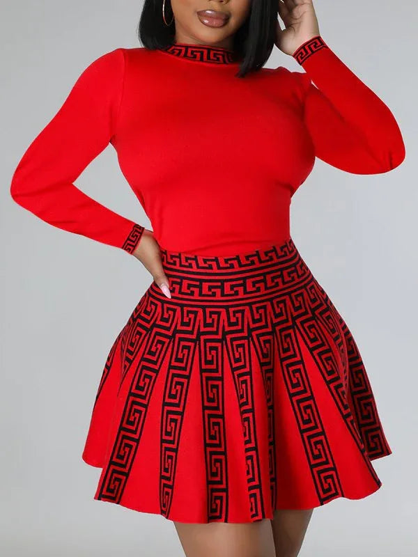 Women's Printed Pleated Midi Dress