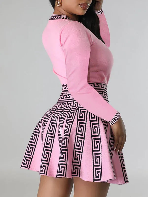 Women's Printed Pleated Midi Dress