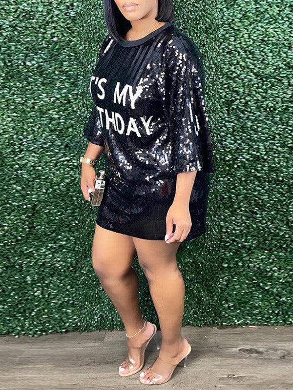 Women's Sequin Tee Mini Dress