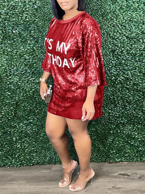 Women's Sequin Tee Mini Dress