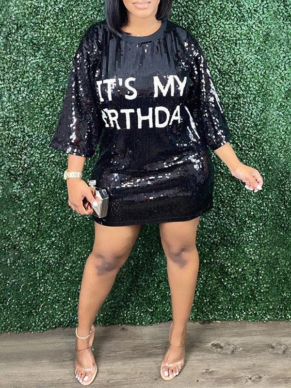 Women's Sequin Tee Mini Dress