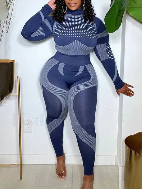 Women's Printed Casual Top & Relaxed Pants Set