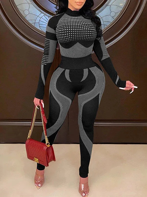 Women's Printed Casual Top & Relaxed Pants Set