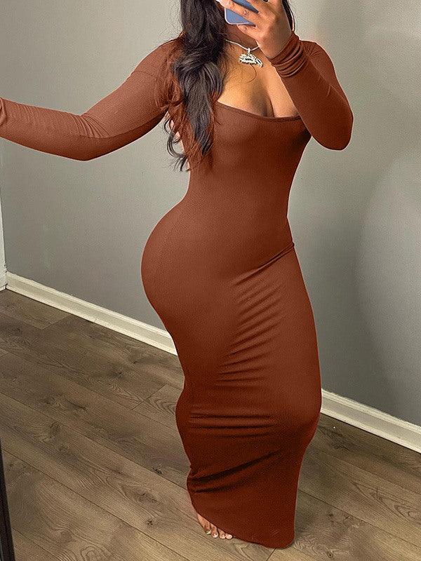 Women's Solid Square-Neck Dress