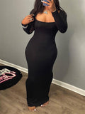 Women's Solid Square-Neck Dress