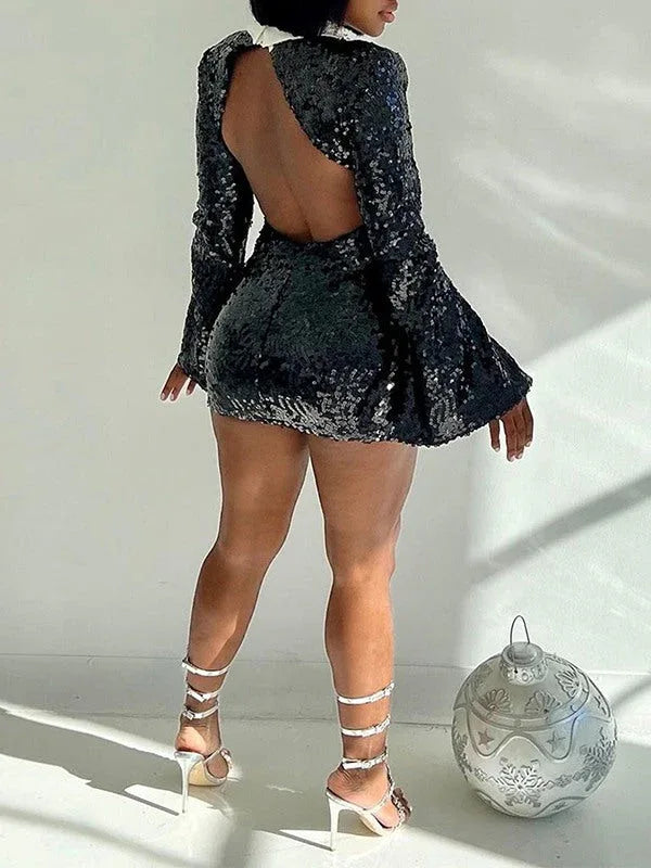 Women's Sequin Open-Back Party Dress