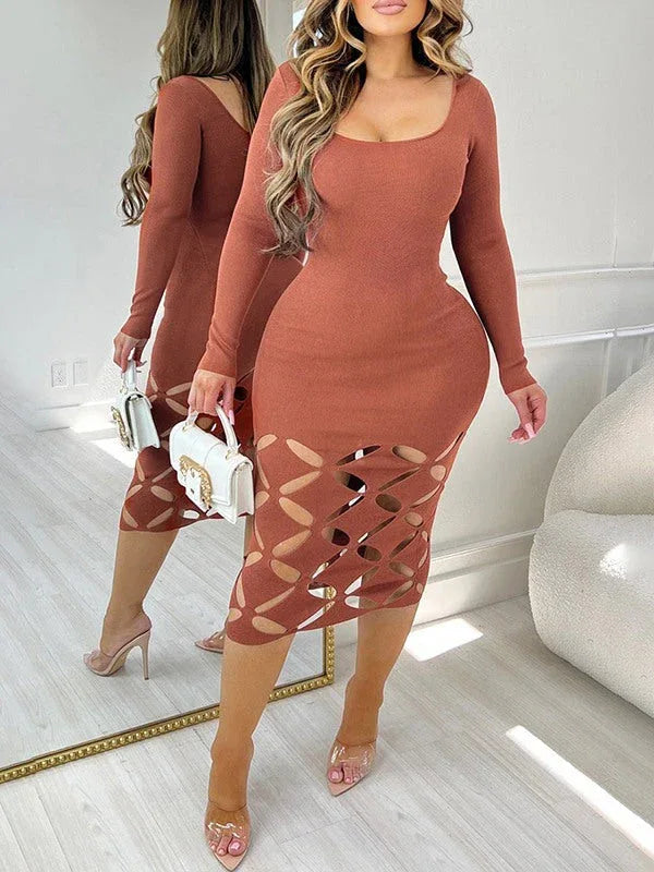 Women's Solid Cutout Bodycon Dress