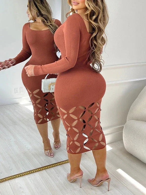 Women's Solid Cutout Bodycon Dress