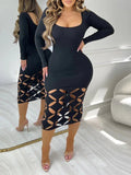 Women's Solid Cutout Bodycon Dress