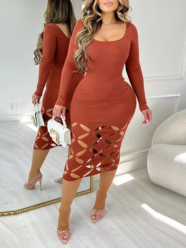 Women's Solid Cutout Bodycon Dress