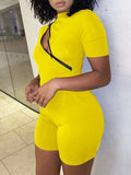 Women's Zip-Front Casual Sleeveless Mini Romper