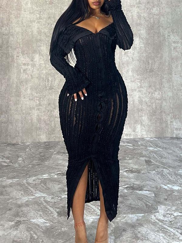 Women's Off-Shoulder Button-Front Ruched Dress