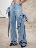 Women's Cute Bowknot Embellished Straight-Leg Jeans
