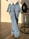 Women's Relaxed-Fit Detachable Cargo-Pocket Denim Jeans