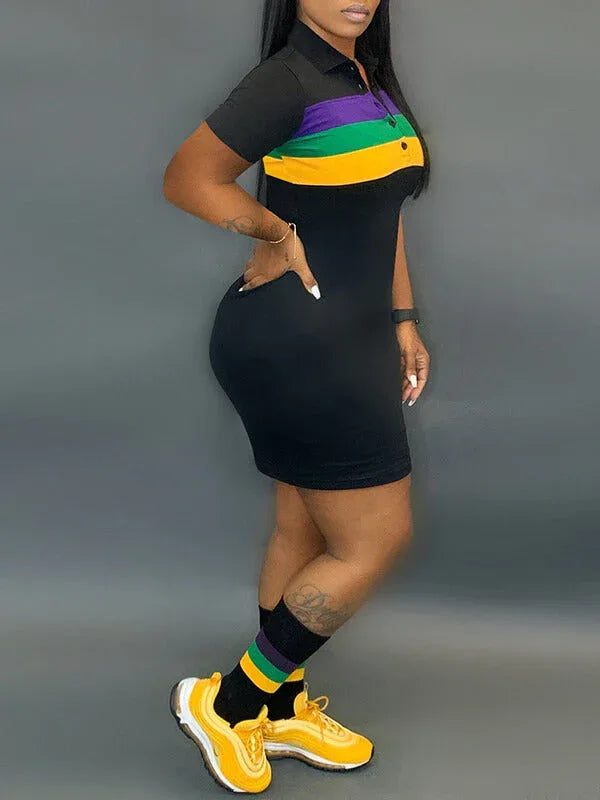 Women's Striped Polo Mini Dress