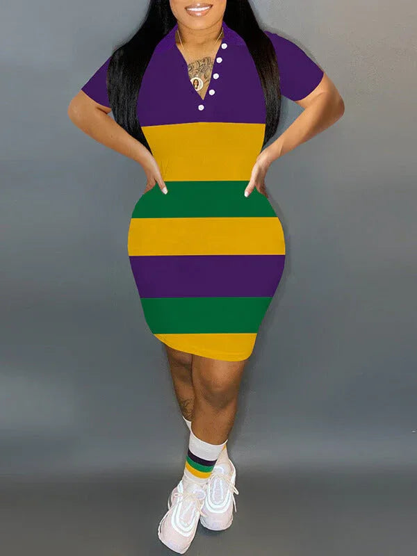 Women's Striped Polo Mini Dress