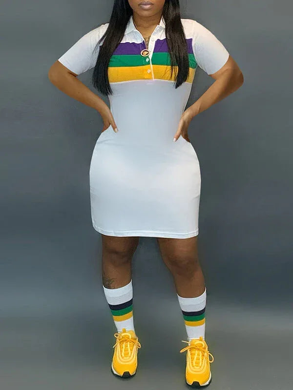 Women's Striped Polo Mini Dress