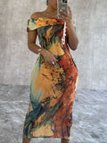 Women's Printed Off-Shoulder Dress