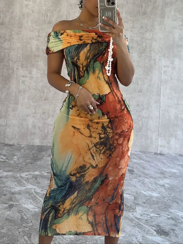 Women's Printed Off-Shoulder Dress
