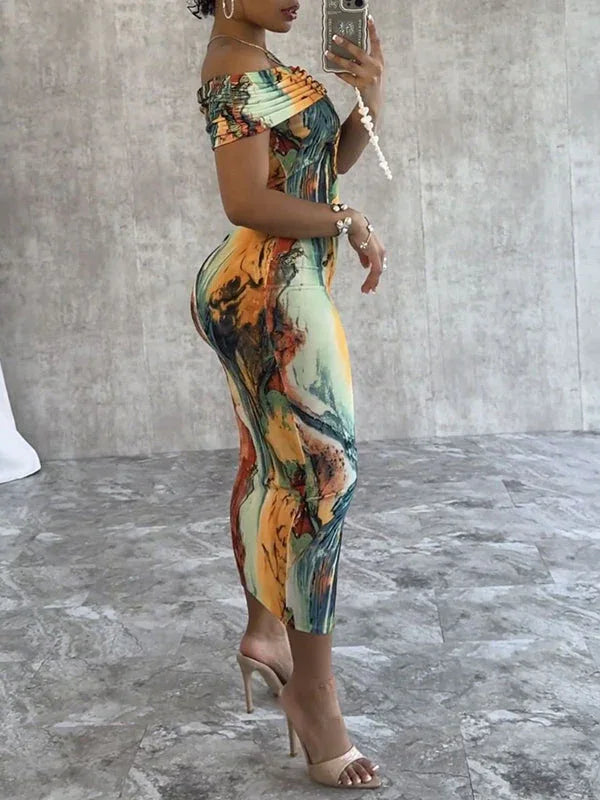Women's Printed Off-Shoulder Dress