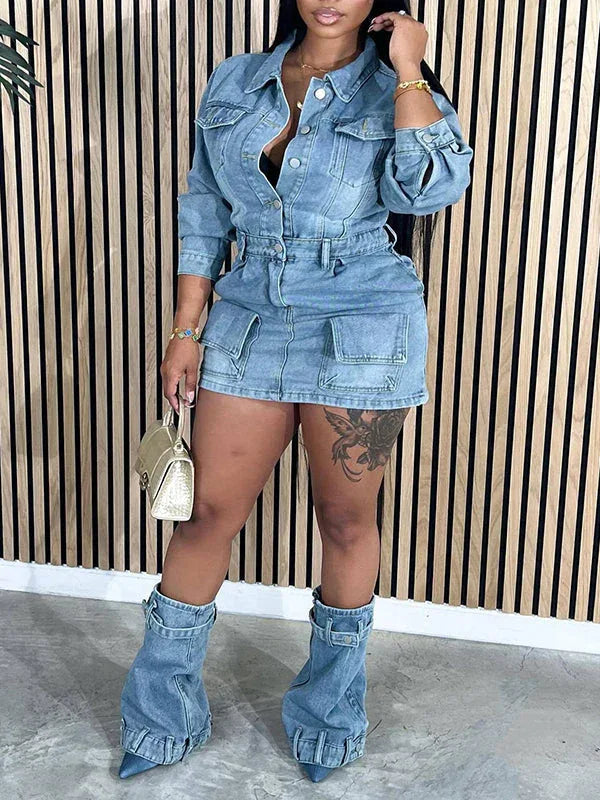 Women's Button-Front Denim Dress