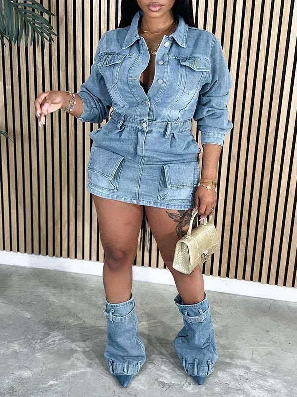 Women's Button-Front Denim Dress