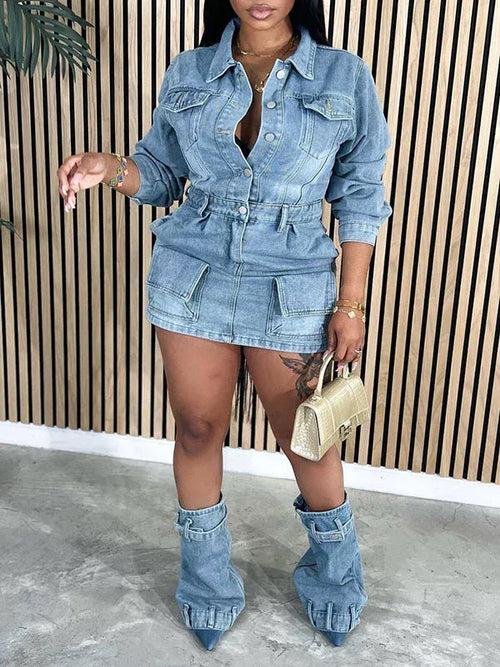 Women's Button-Front Denim Dress