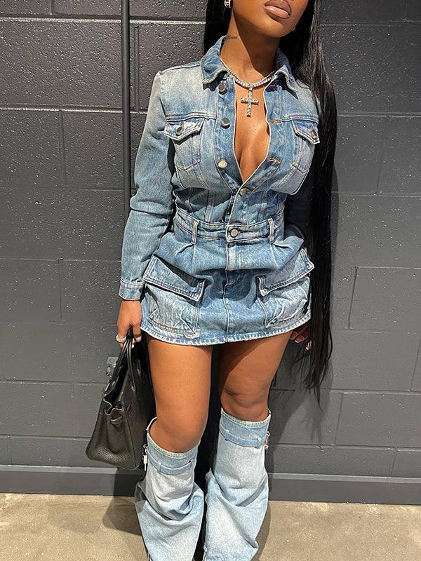 Women's Button-Front Denim Dress