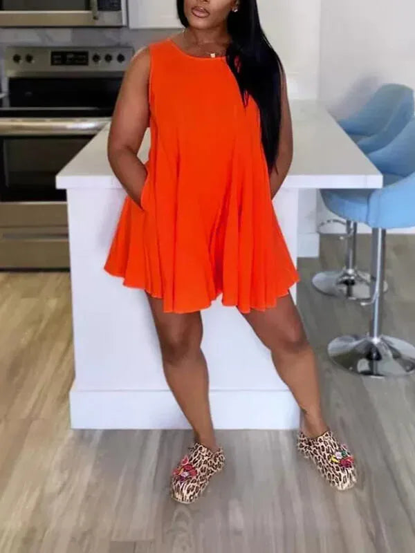 Women's Solid Sleeveless Mini Dress