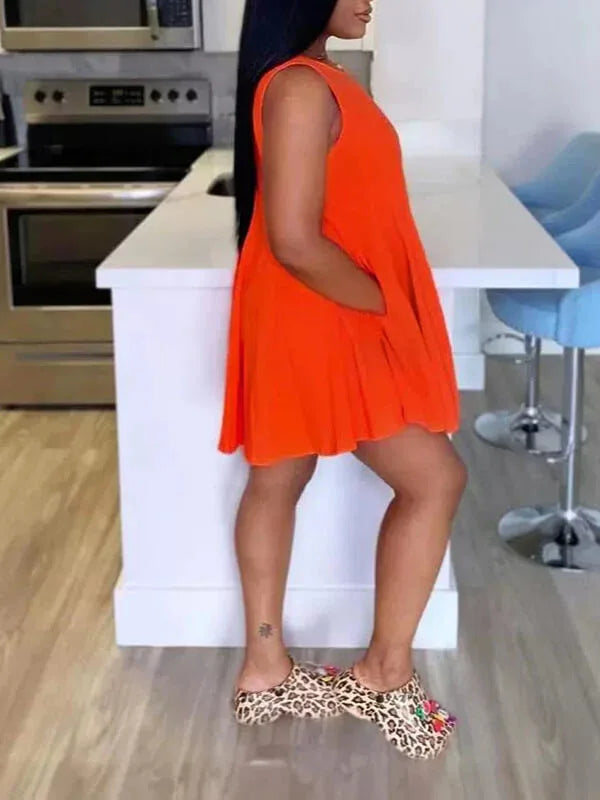 Women's Solid Sleeveless Mini Dress