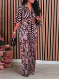 Women's Printed Tied-Front Shirt & Wide-Leg Pants Set