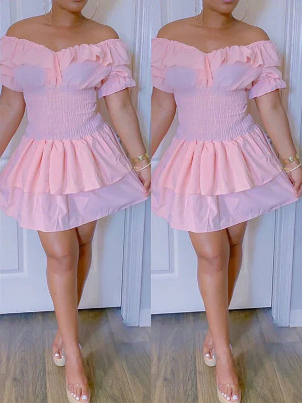 Women's Off-Shoulder Ruffle Mini Dress