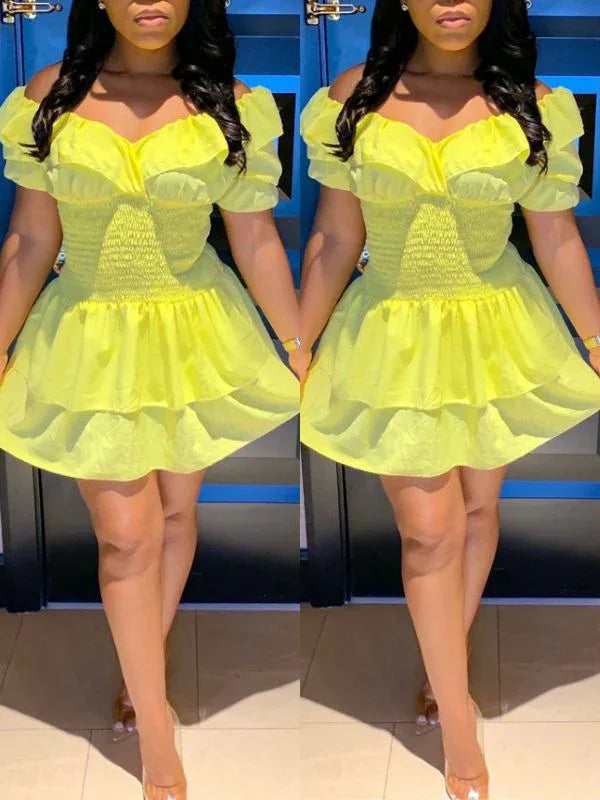 Women's Off-Shoulder Ruffle Mini Dress