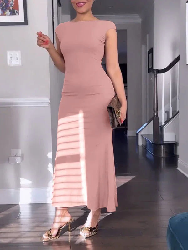 Women's Solid Open-Back Dress