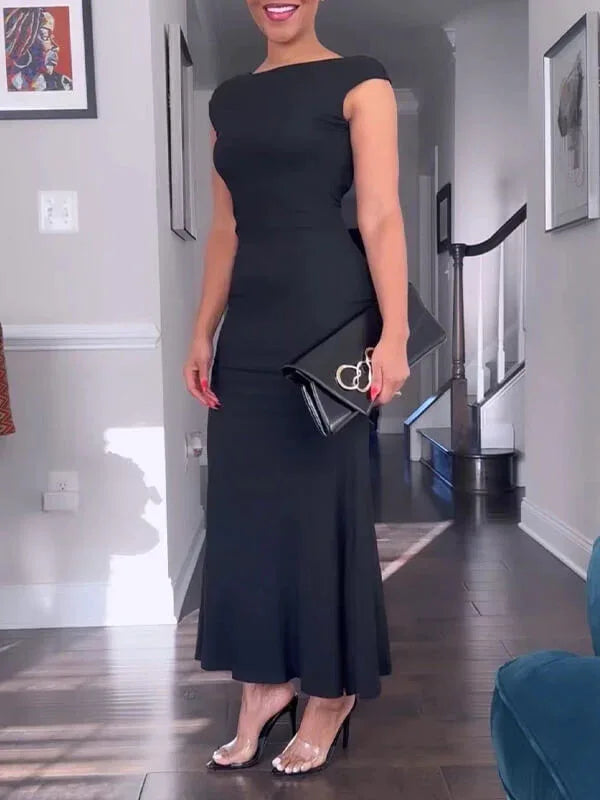 Women's Solid Open-Back Dress