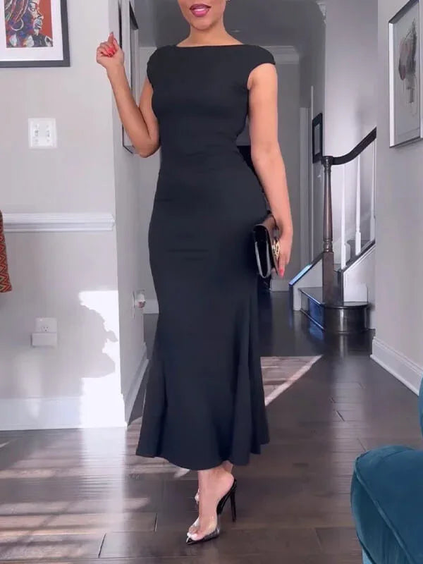 Women's Solid Open-Back Dress