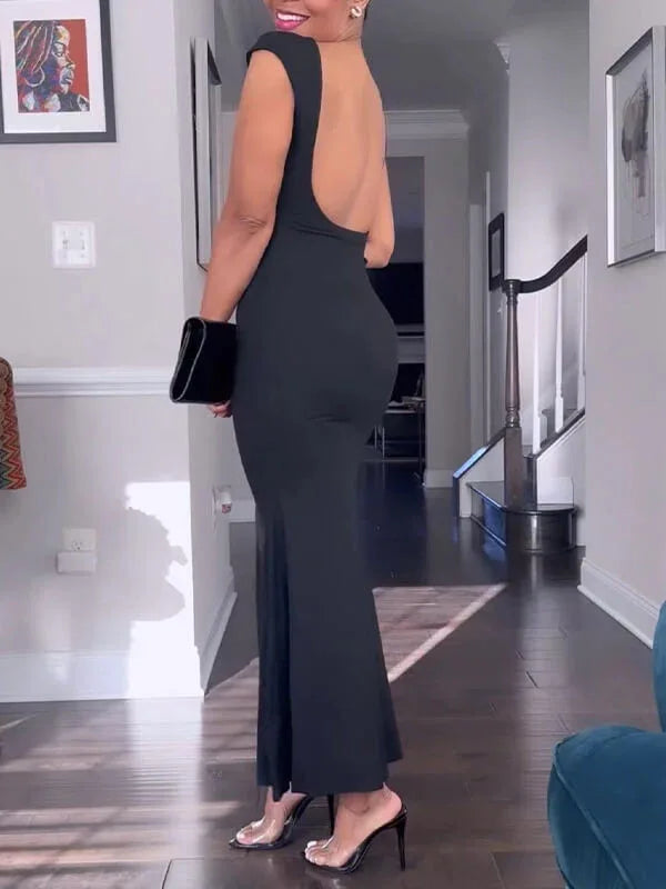 Women's Solid Open-Back Dress