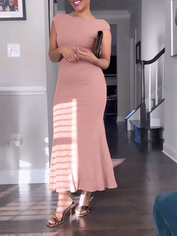 Women's Solid Open-Back Dress