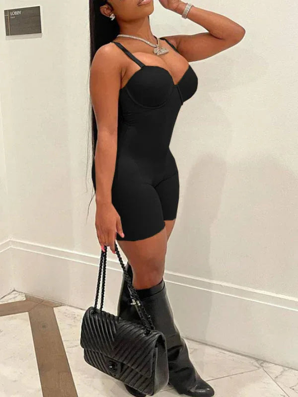Women's Solid Cami Sleeveless Casual Mini Romper