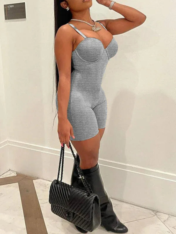 Women's Solid Cami Sleeveless Casual Mini Romper
