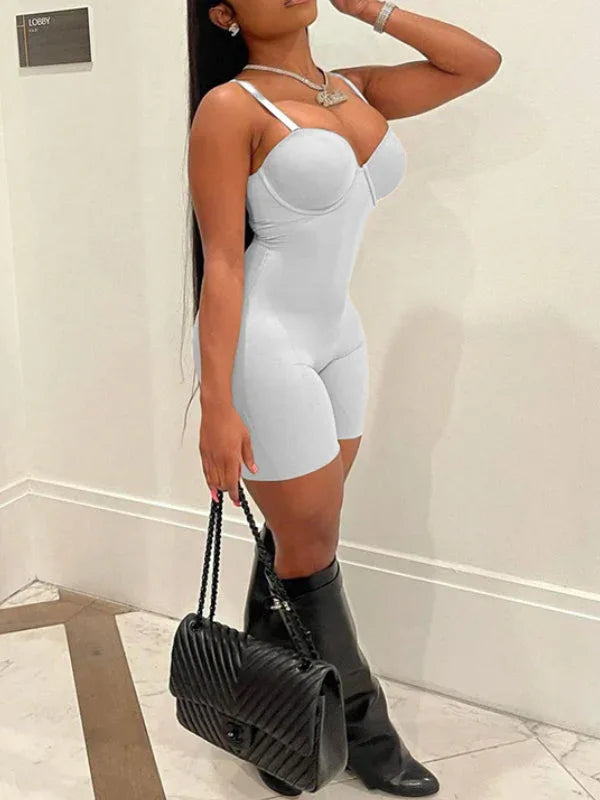 Women's Solid Cami Sleeveless Casual Mini Romper
