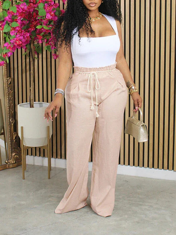 Women's Casual Tied Elastic-Waist Loose-Fit Trousers