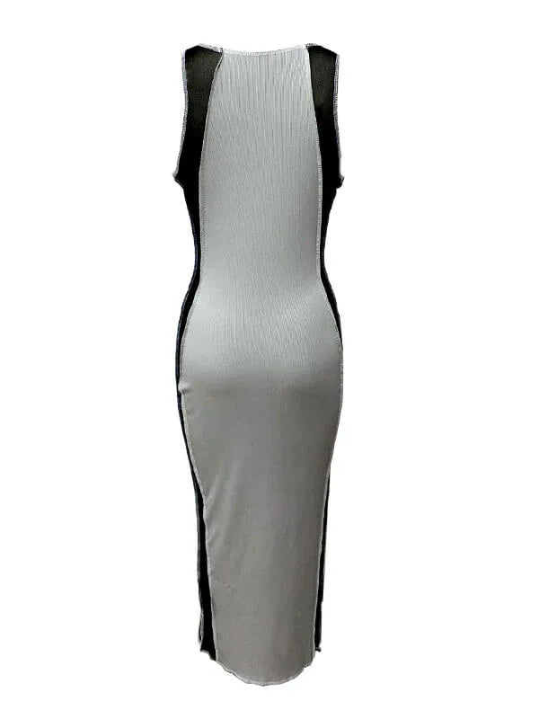 Women's Ribbed Sleeveless Slit Dress