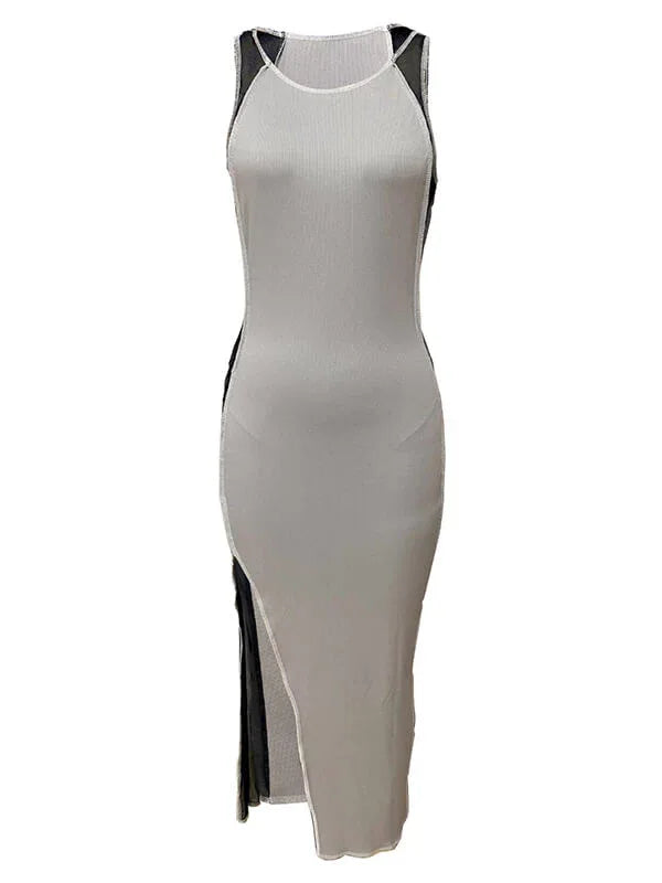 Women's Ribbed Sleeveless Slit Dress