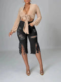 Women's Ripped Distressed Cropped Capri Jeans