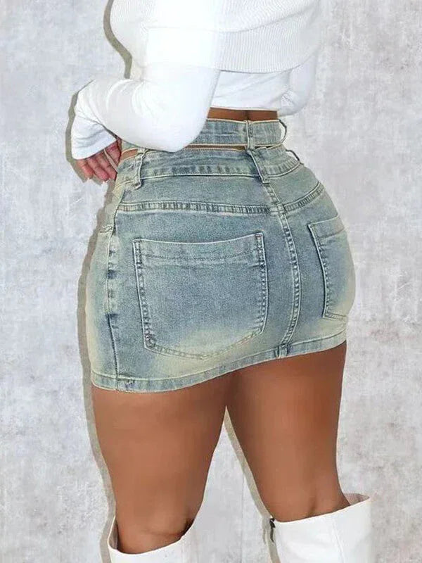 Women's Classic Denim High-Waist A-Line Mini Skirt
