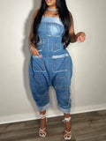Women's Strapless High-Waist Denim Jumpsuit