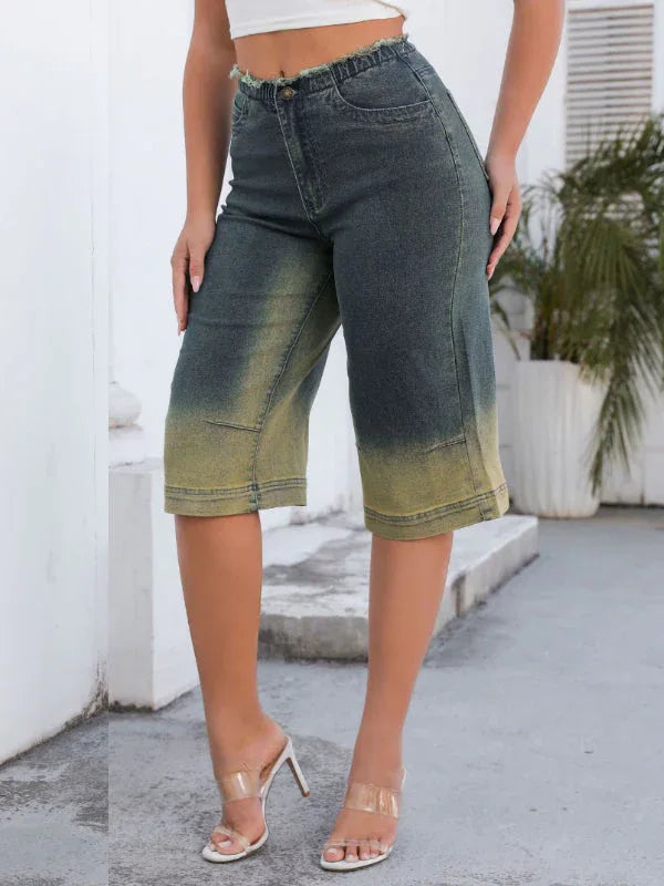 Women's Vintage Washed Cropped Capri Jeans